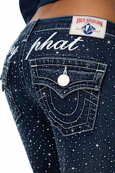 TRUE RELIGION X BABY PHAT JOEY ULTRA LOW RISE FLARE JEAN