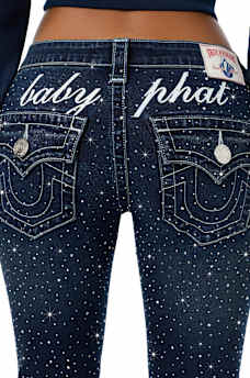 TRUE RELIGION X BABY PHAT JOEY ULTRA LOW RISE FLARE JEAN