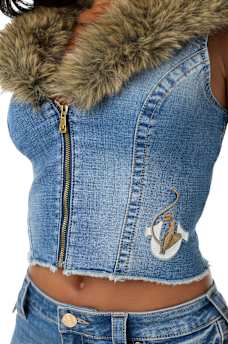 TRUE RELIGION X BABY PHAT DENIM FUR VEST