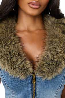 TRUE RELIGION X BABY PHAT DENIM FUR VEST