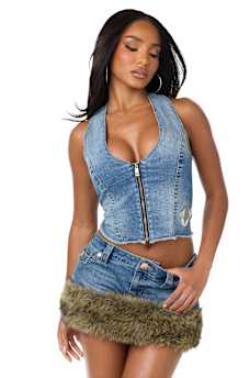 TRUE RELIGION X BABY PHAT DENIM FUR VEST