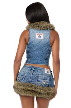 TRUE RELIGION X BABY PHAT DENIM FUR VEST