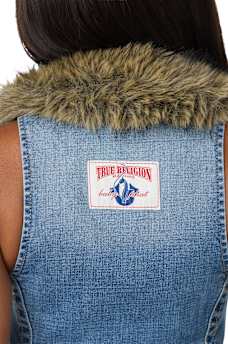 TRUE RELIGION X BABY PHAT DENIM FUR VEST