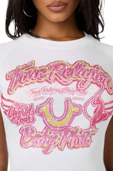 TRUE RELIGION X BABY PHAT CRYSTAL AIRBRUSH CAP SLEEVE BABY TEE
