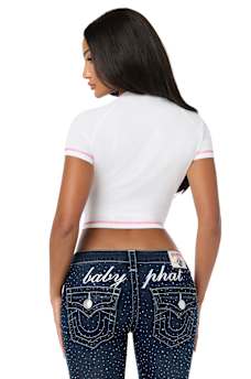 TRUE RELIGION X BABY PHAT CRYSTAL AIRBRUSH CAP SLEEVE BABY TEE