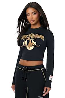 TRUE RELIGION X BABY PHAT CRYSTAL LONG SLEEVE BABY TEE