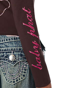 TRUE RELIGION X BABY PHAT CRYSTAL LONG SLEEVE BABY TEE
