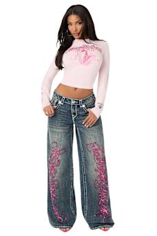 TRUE RELIGION X BABY PHAT CRYSTAL LONG SLEEVE BABY TEE