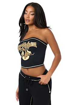 TRUE RELIGION X BABY PHAT CRYSTAL CAT TUBE TOP