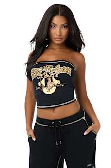 TRUE RELIGION X BABY PHAT CRYSTAL CAT TUBE TOP
