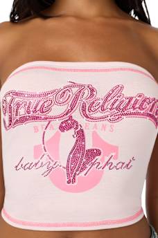TRUE RELIGION X BABY PHAT CRYSTAL CAT TUBE TOP