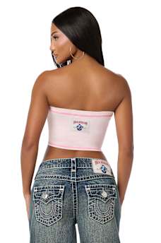 TRUE RELIGION X BABY PHAT CRYSTAL CAT TUBE TOP