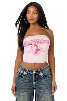 TRUE RELIGION X BABY PHAT CRYSTAL CAT TUBE TOP