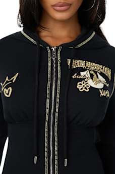 TRUE RELIGION X BABY PHAT CRYSTAL ZIP HOODIE