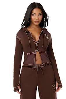 TRUE RELIGION X BABY PHAT WASHED BIG T ZIP HOODIE