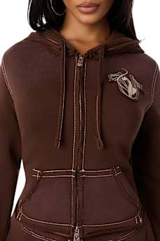 TRUE RELIGION X BABY PHAT WASHED BIG T ZIP HOODIE