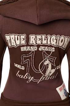 TRUE RELIGION X BABY PHAT WASHED BIG T ZIP HOODIE