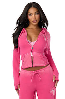 TRUE RELIGION X BABY PHAT WASHED BIG T ZIP HOODIE