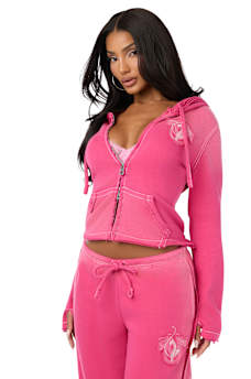 TRUE RELIGION X BABY PHAT WASHED BIG T ZIP HOODIE