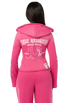 TRUE RELIGION X BABY PHAT WASHED BIG T ZIP HOODIE