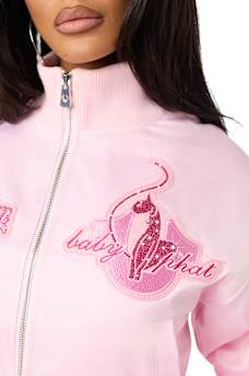 TRUE RELIGION X BABY PHAT CRYSTAL SATIN BOMBER JACKET
