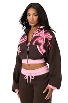 TRUE RELIGION X BABY PHAT CRYSTAL GIRLFRIEND ZIP HOODIE