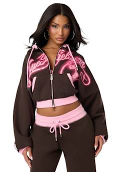 TRUE RELIGION X BABY PHAT CRYSTAL GIRLFRIEND ZIP HOODIE
