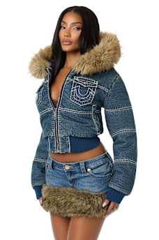 TRUE RELIGION X BABY PHAT DENIM SUPER T PUFFER JACKET 