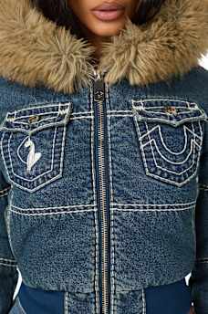TRUE RELIGION X BABY PHAT DENIM SUPER T PUFFER JACKET 