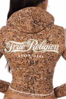 CRYSTAL SNAKE PRINT ZIP HOODIE