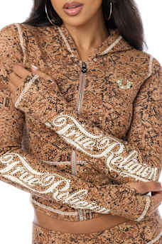 CRYSTAL SNAKE PRINT ZIP HOODIE