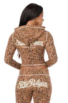 CRYSTAL SNAKE PRINT ZIP HOODIE