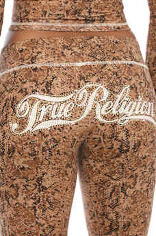 CRYSTAL SNAKE PRINT LOW RISE BOOTCUT PANT