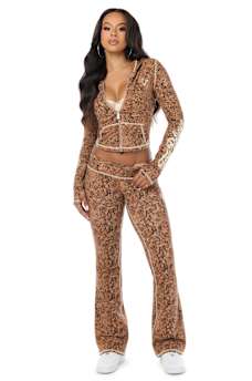 CRYSTAL SNAKE PRINT LOW RISE BOOTCUT PANT