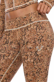 CRYSTAL SNAKE PRINT LOW RISE BOOTCUT PANT