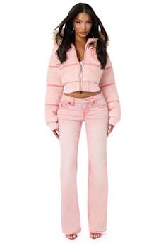 TRUE RELIGION X BABY PHAT BECCA LOW RISE PINK SUPER T BOOTCUT JEAN