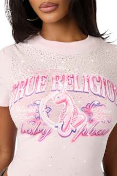 TRUE RELIGION X BABY PHAT ALLOVER CRYSTAL BABY TEE