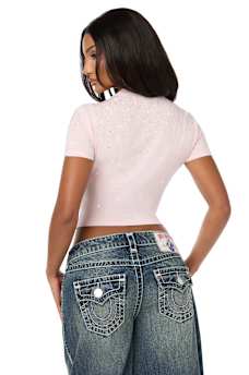 TRUE RELIGION X BABY PHAT ALLOVER CRYSTAL BABY TEE