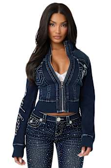 TRUE RELIGION X BABY PHAT CRYSTAL SHRUNKEN JACKET