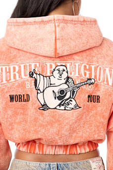 WASHED BIG T EMBROIDERED  GIRLFRIEND ZIP-UP HOODIE