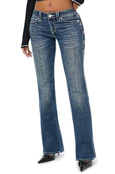 BECCA LOW RISE CRYSTAL GROMMET BOOTCUT JEAN