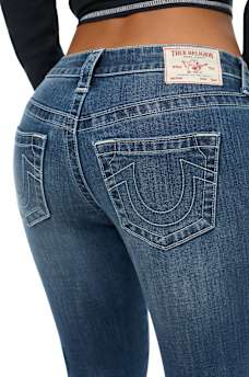 BECCA LOW RISE CRYSTAL GROMMET BOOTCUT JEAN