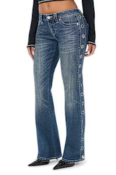 BECCA LOW RISE CRYSTAL GROMMET BOOTCUT JEAN