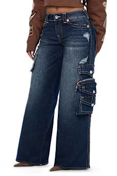 MADDIE MID RISE BIG T CARGO SUPER BAGGY JEAN