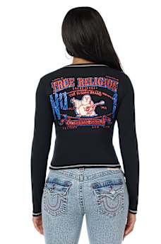 CAMISETA ACANALADA CON CUELLO EN V Y CRISTALES