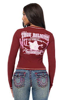 CAMISETA ACANALADA CON CUELLO EN V Y CRISTALES