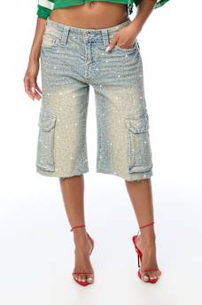 BOBBI CRYSTAL CARGO FLAP BAGGY JORT 