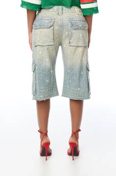 BOBBI CRYSTAL CARGO FLAP BAGGY JORT 