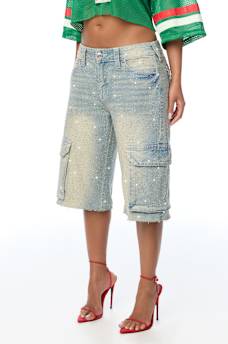 BOBBI CRYSTAL CARGO FLAP BAGGY JORT 