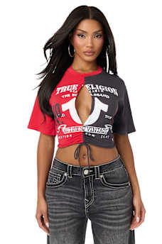 CONTRAST CINCHED TOP